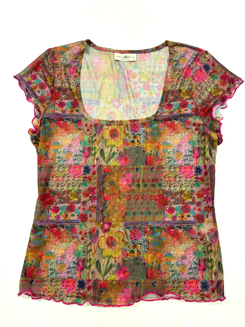 Natural Life Sheer Floral Print Shirt